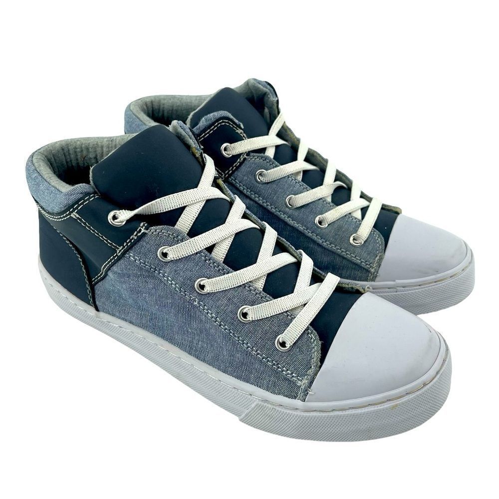 The Children’s Place Boy’s Blue Chambray Denim Mid Top Platform Sneakers Size 6